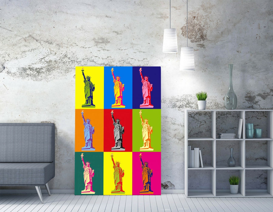 STATUE OF LIBERTY COLOURFUL POP ART -CANVAS WALL ART PRINT ARTWORK FRAMED