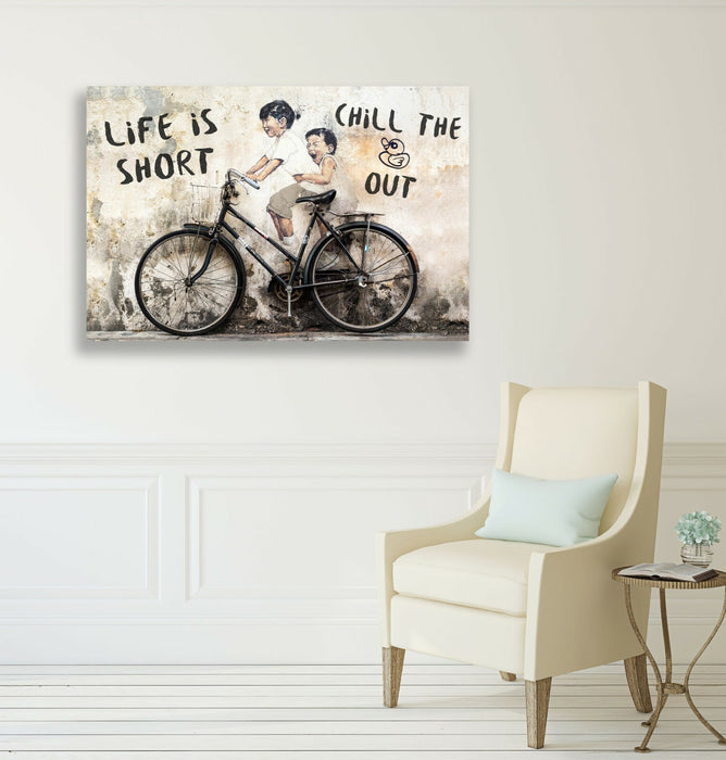 LIFE IS SHORT CANVAS WALL GRAFFITI ART PRINT ARTWORK FRAMED POSTER NOT BANKSY