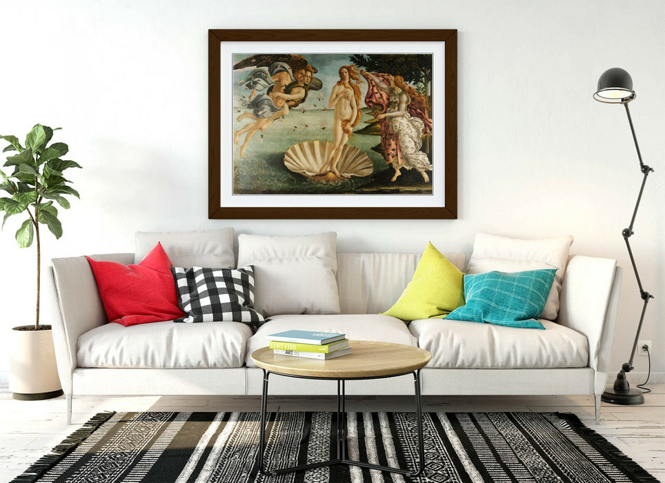 Framed Wall Art - Sandro Botticelli Birth Of Venus Print With Wood Grain Frame