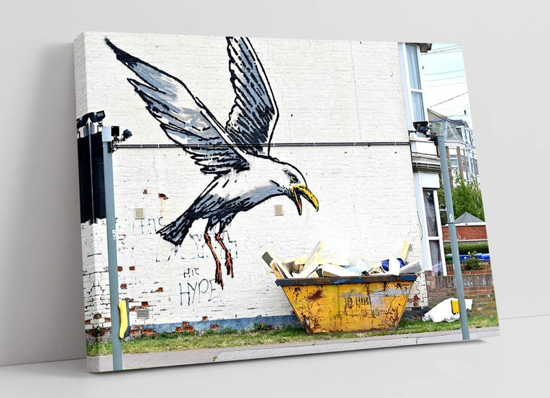Canvas Wall Art - Banksy Spraycation Seagull Graffiti Print on Archival Grade Canvas