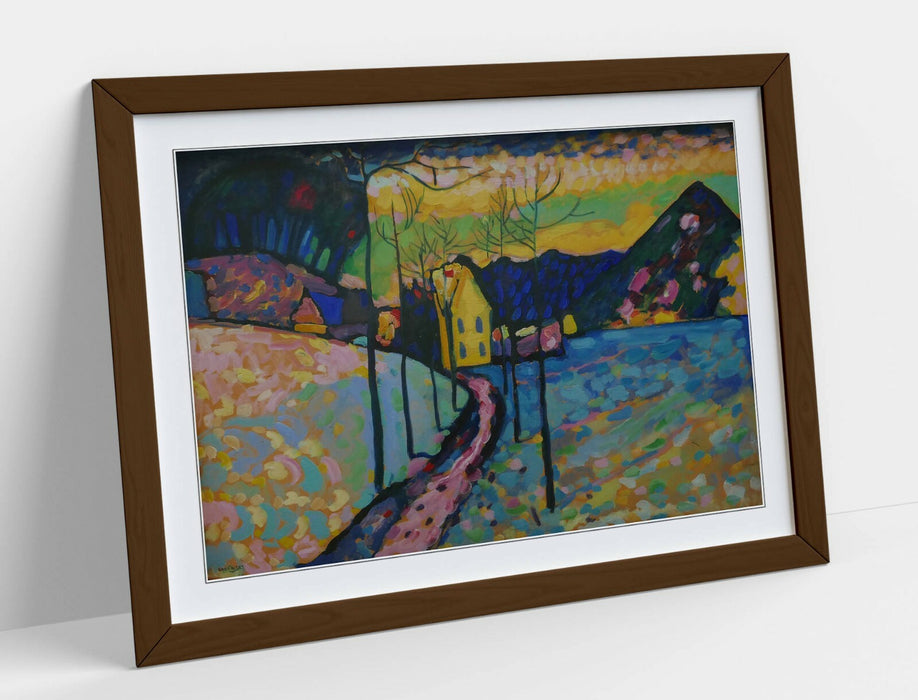 WASSILY KANDINSKY, WINTER LANDSCAPE -FRAMED WALL ART PICTURE PRINT ARTWORK- BLUE