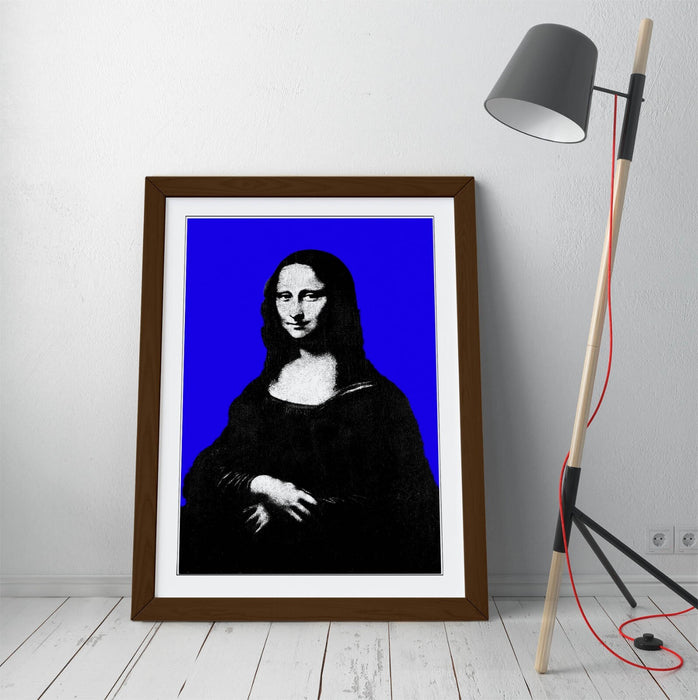 MONA LISA DA VINCI POP ART BLUE BACKGROUND -FRAMED WALL ART PICTURE PRINT