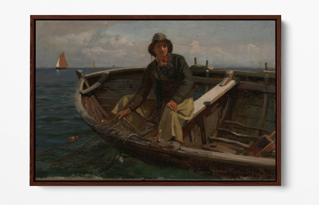 Canvas Wall Art | Handmade Float Effect Canvas Print of Hans Gude Fisherman