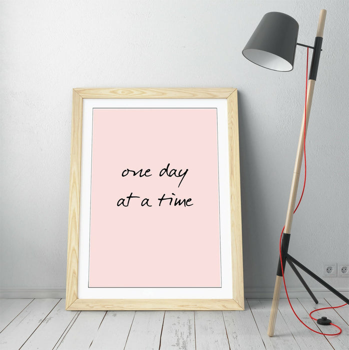 "ONE DAY AT A TIME" POSITIVITY INSPIRING QUOTE -FRAMED WALL ART PICTURE PRINT