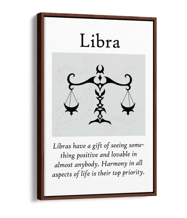 LIBRA STAR SIGN ZODIAC ASTROLOGY QUOTE -FLOAT EFFECT CANVAS WALL ART PRINT