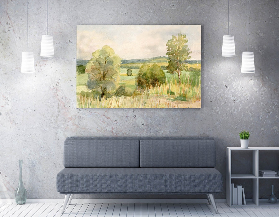 Watercolour Trees Canvas - Handmade Landscape Wall Art With Premium Varnish Finish