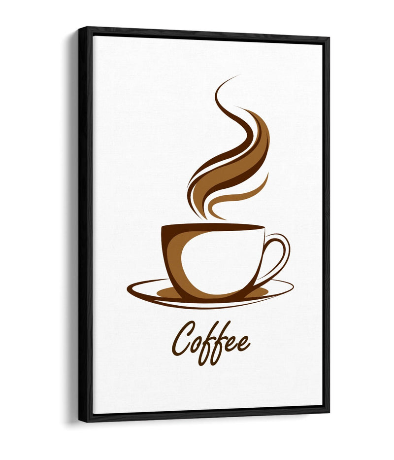 Canvas Wall Art - Brown Coffee Cup Illustration | Float Effect Canvas Print