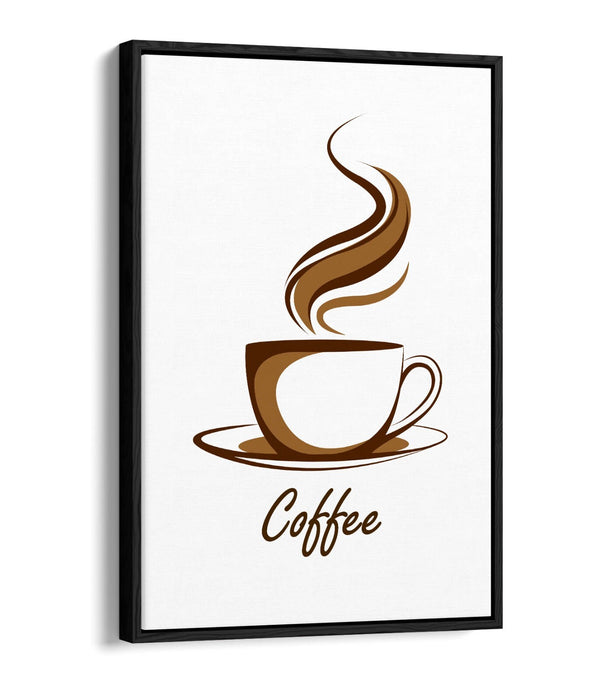 Canvas Wall Art - Brown Coffee Cup Illustration | Float Effect Canvas Print