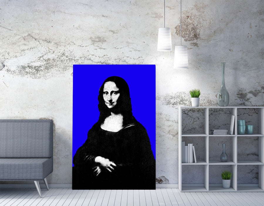 MONA LISA POP ART BLUE BACKGROUND DA VINCI -CANVAS WALL ART PRINT ARTWORK FRAMED