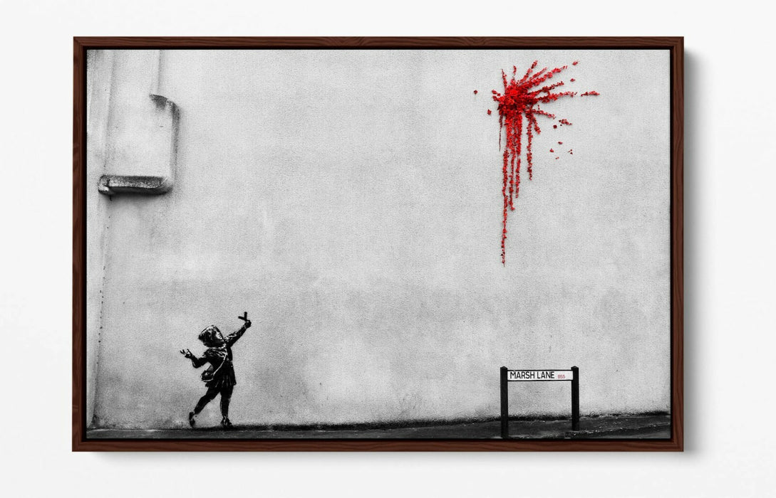 BANKSY VALENTINES ARTWORK -FLOAT EFFECT CANVAS WALL ART PIC PRINT GRAFFITI- RED