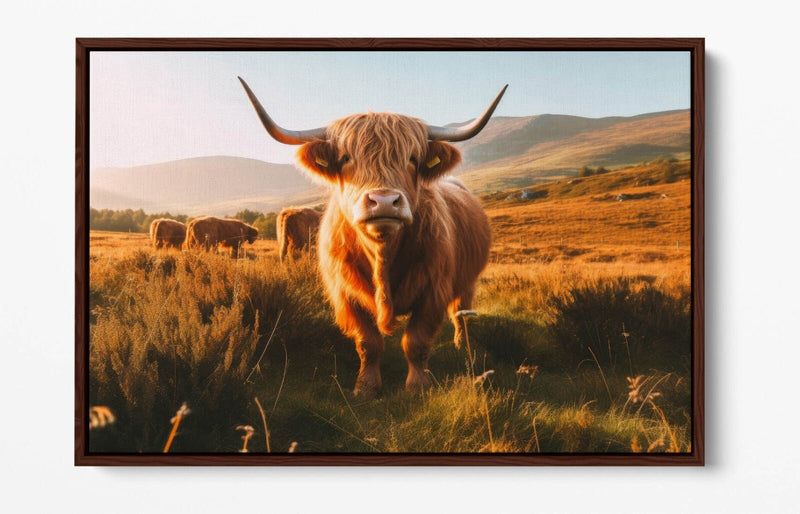 Float Effect Canvas - Highland Cows Print | Premium Varnish Finish Wall Art