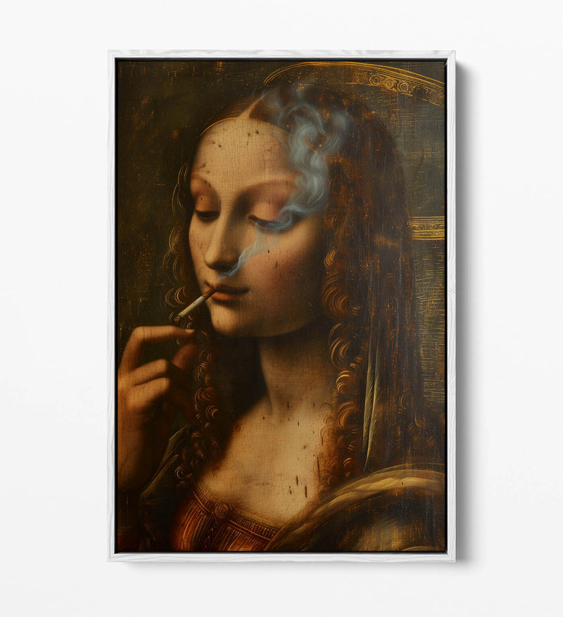 Canvas Art Print – Renaissance Smoking Woman | Modern Float Effect Wall Decor