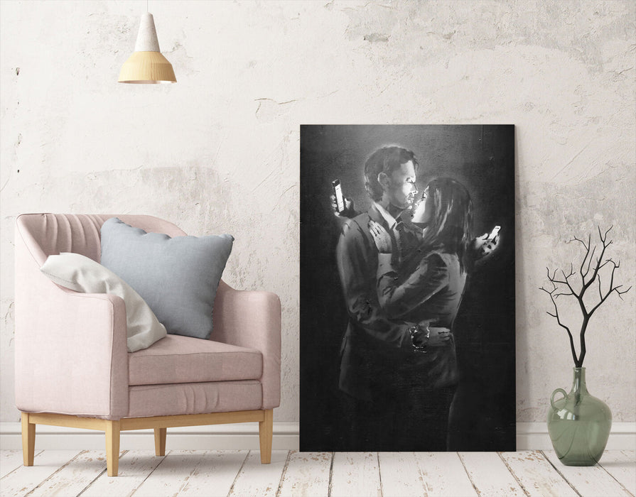 MOBILE LOVERS PORTRAIT -  CANVAS STREET WALL ART PRINT ARTWORK BANKSY STYLE