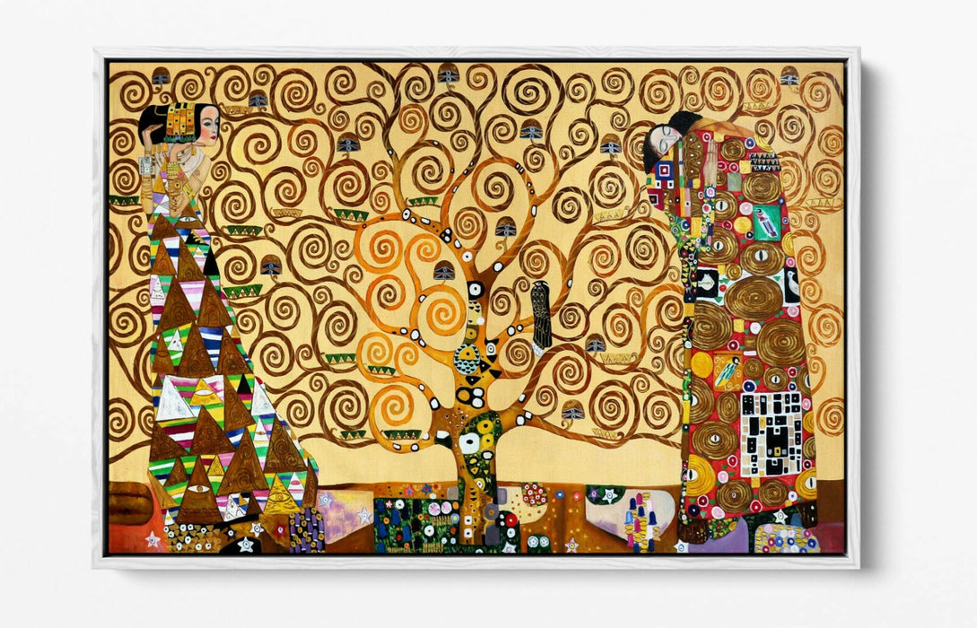 GUSTAV KLIMT THE TREE OF LIFE -FLOAT EFFECT CANVAS WALL ART PIC PRINT- ORANGE