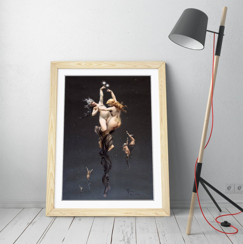 Framed Wall Art Poster - Luis Ricardo Falero Twin Stars Painting Print 4 Sizes