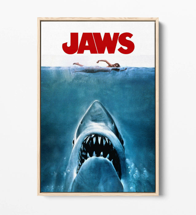 Vintage Jaws Poster - Float Effect Canvas Wall Art With Premium Varnish Finish