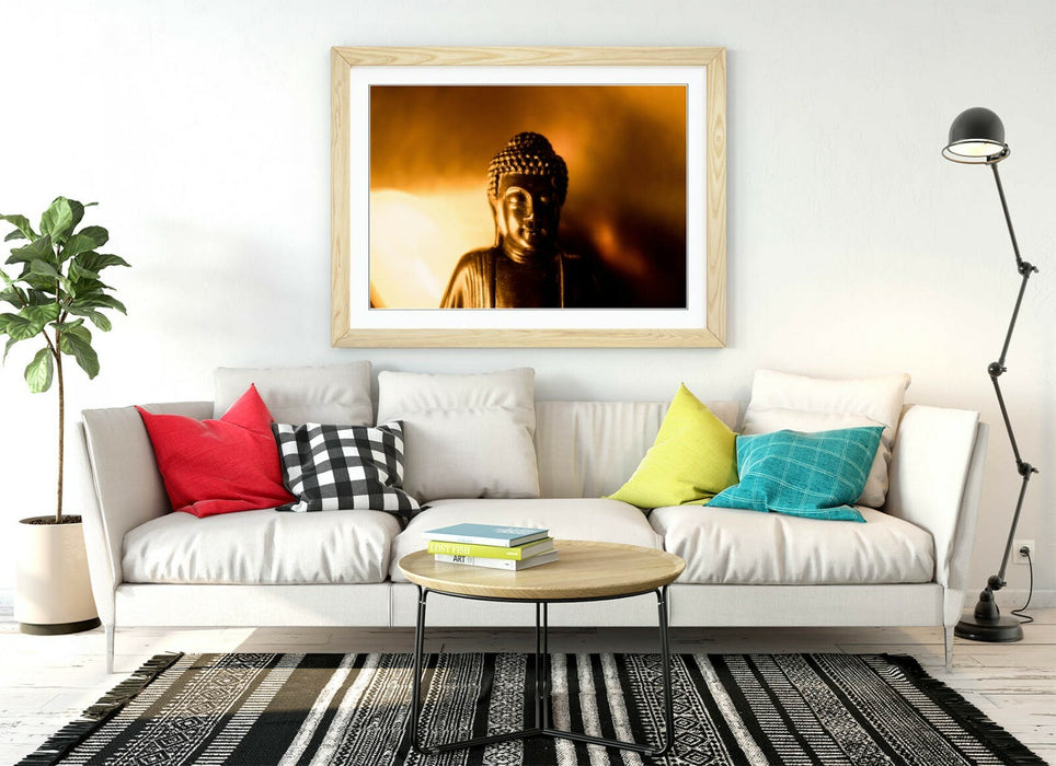 Gold Buddha Statue - Framed Wall Art Print With Handmade UK Frame & Archival Grade Print
