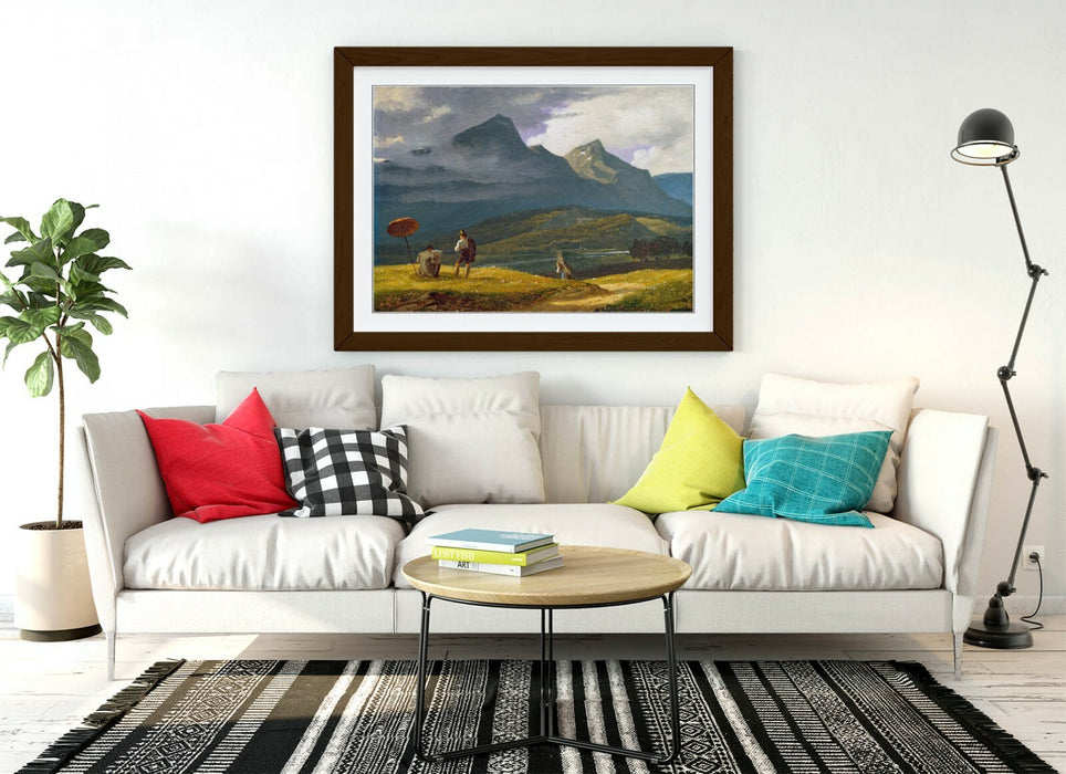 WILHELM BENDZ, MOUNTAIN LANDSCAPE -FRAMED POSTER PICTURE PRINT ARTWORK