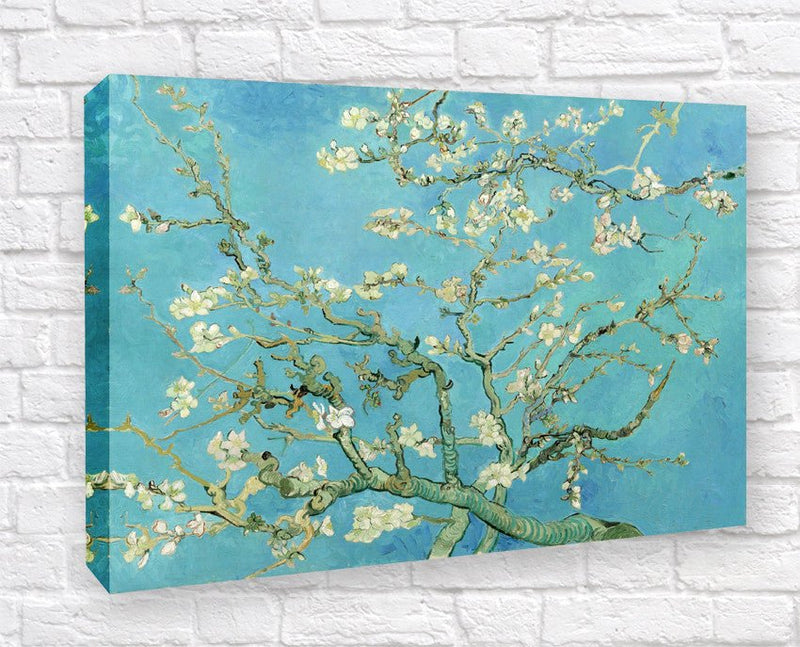 Canvas Wall Art – Vincent Van Gogh Almond Blossom Teal Framed Print 30mm Deep Frame