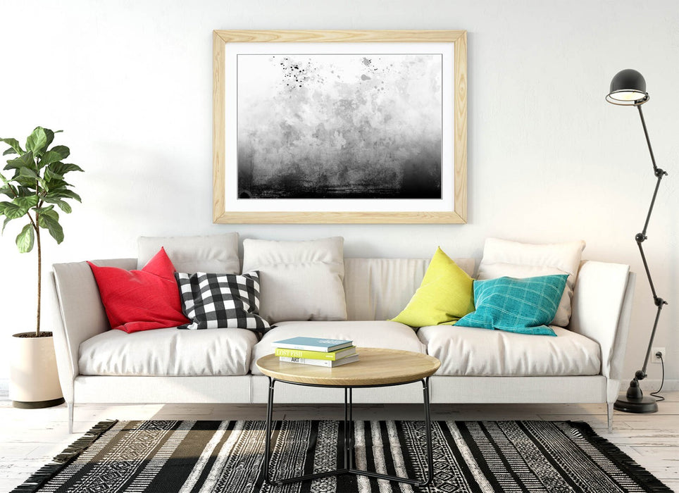 Framed Art Poster - Abstract Black and White Sketch Background Print | Handmade UK