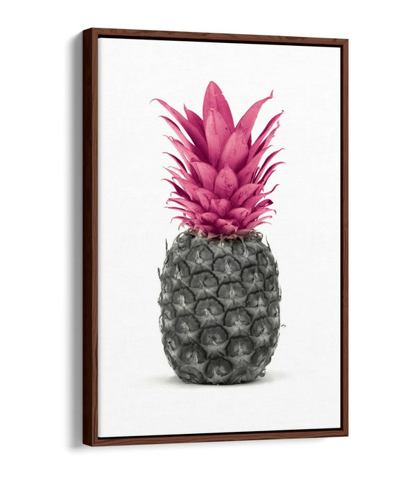 Canvas Wall Art - Pink Pineapple Float Effect | Handmade Black White Graffiti Print