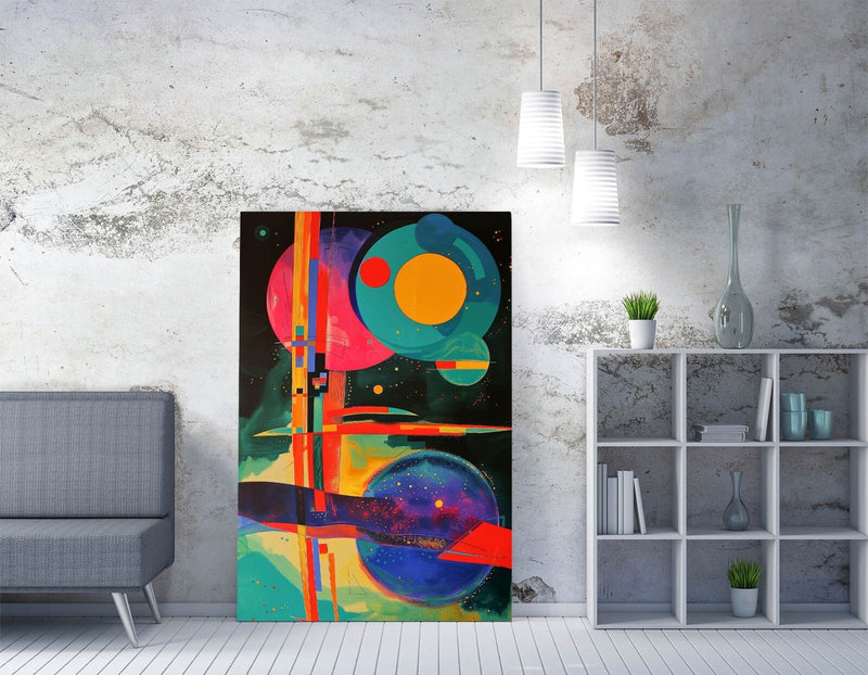 Abstract Sci Fi Canvas – Multi Colour Space Themed Decor | Premium Varnish Finish Wall Art