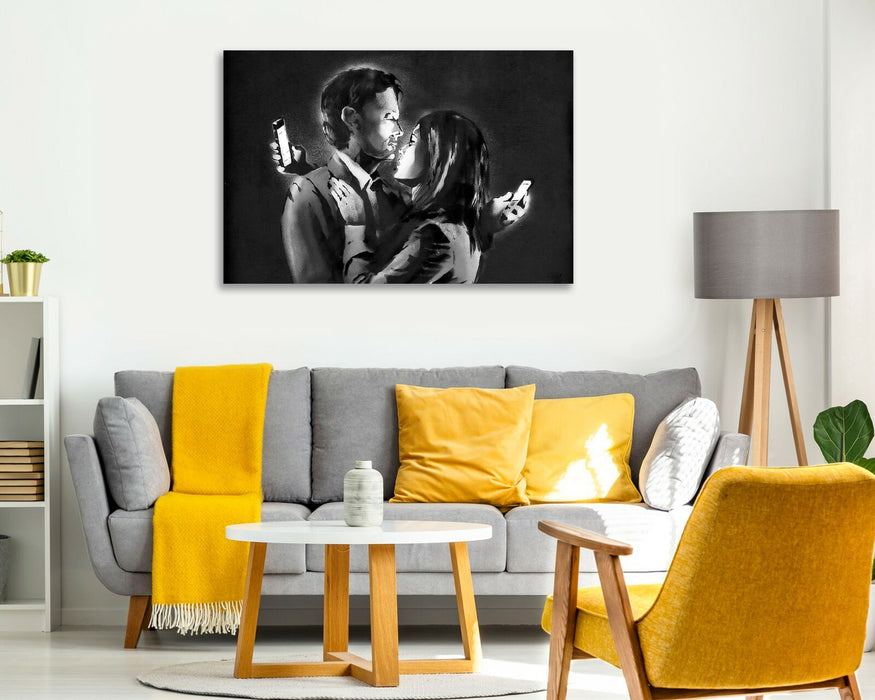 BANKSY - MOBILE LOVERS -  CANVAS STREET WALL ART PRINT ARTWORK