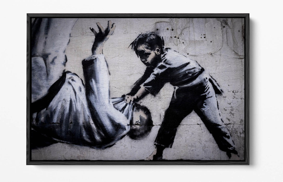 Float Effect Canvas Art – Banksy Ukraine Judoka Putin Boy Wall Print with Premium Frame