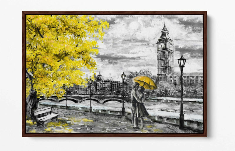 Big Ben Canvas Art - London Yellow Print | Float Effect Canvas, Ready to Hang