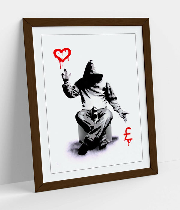 BANKSY, LOVE OR MONEY -FRAMED WALL ART PICTURE PRINT- GRAFFITI STREET ART