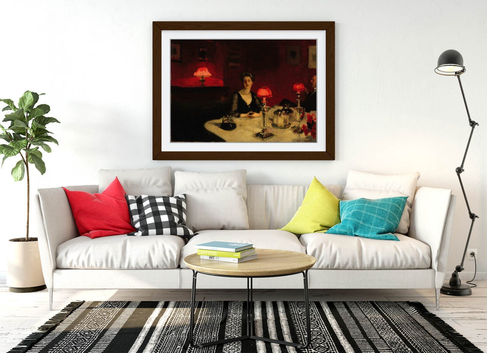 Framed Art Poster - John Singer Sargent Dinner Table Painting | Matte Paper Print