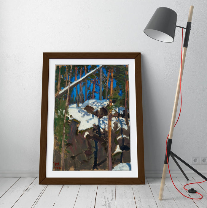 Framed Art Poster – Spring Sun Artwork by Askeli Gallen-Kallela | Wood Grain Frame