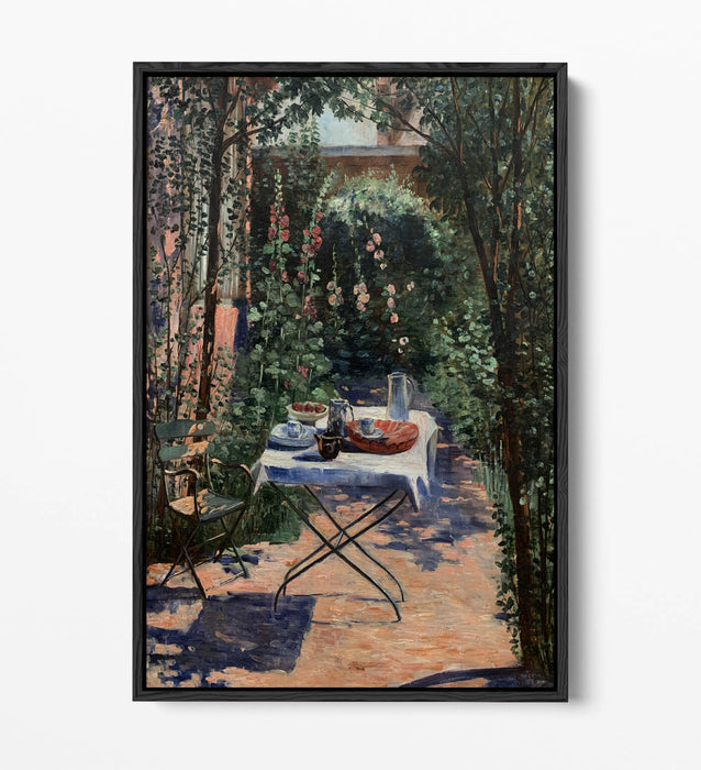 GEORGETTE AGUTTE, CAFE IN THE GARDEN -FLOAT EFFECT CANVAS WALL ART PRINT