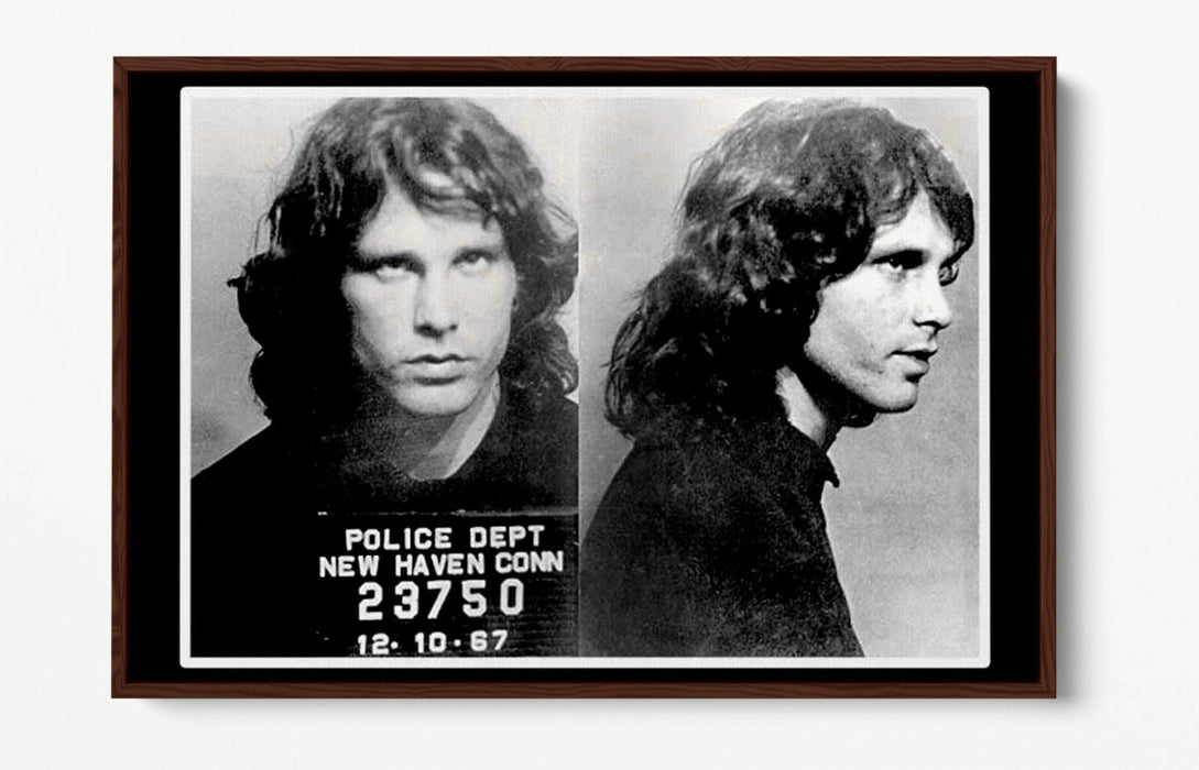 JIM MORRISON MUGSHOT 1 -FLOAT EFFECT CANVAS WALL ART PIC PRINT- BLACK & WHITE