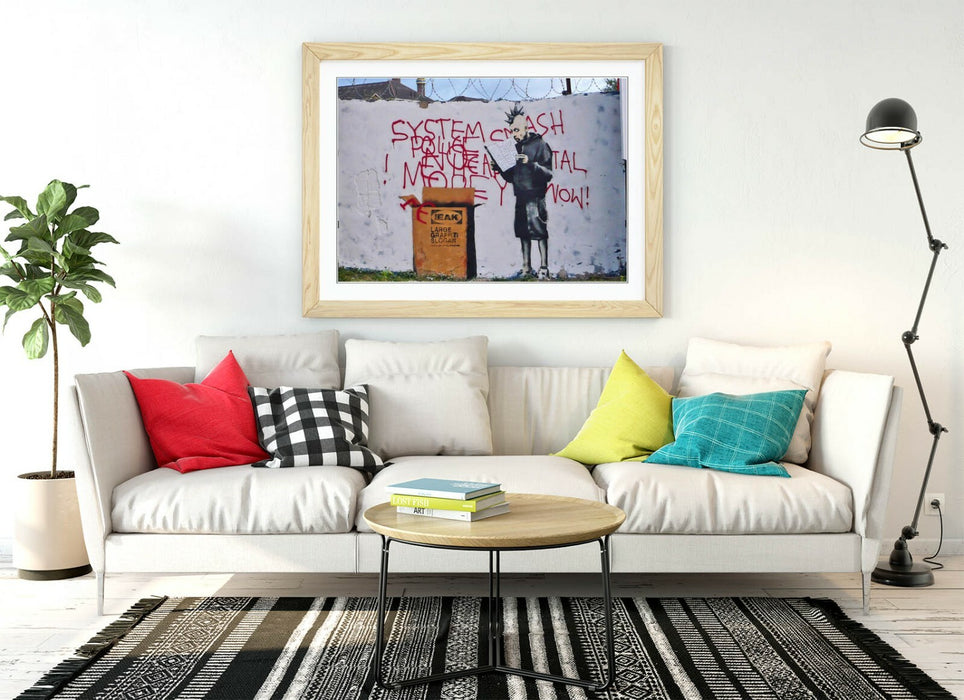BANKSY IEAK -ART FRAMED POSTER PICTURE PRINT ARTWORK- WHITE BROWN RED