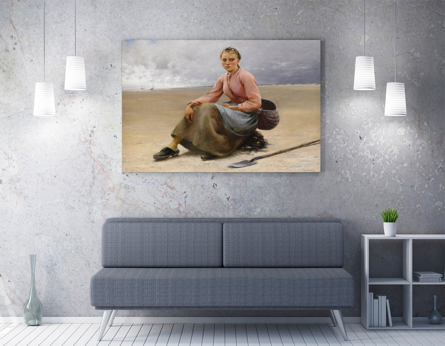 Canvas Wall Art - August Hagborg Oyster Picker Handmade Canvas Print on MDF Frame