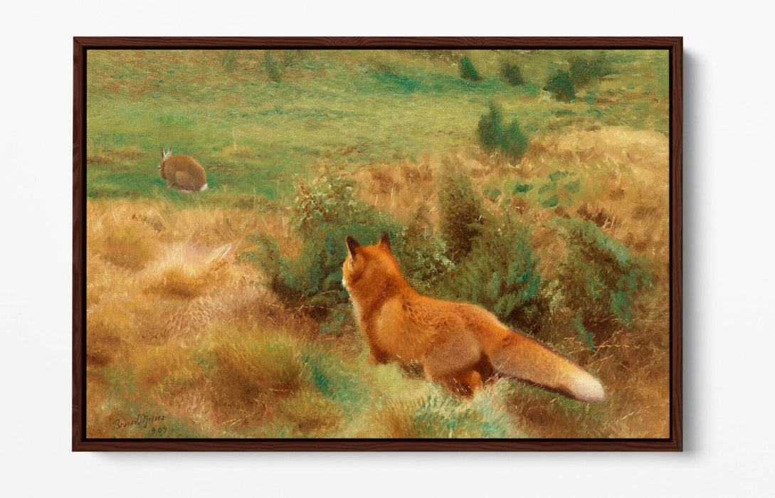 Canvas Wall Art - Fox Stalking Hare Float Effect | Premium Handmade UK Canvas Print
