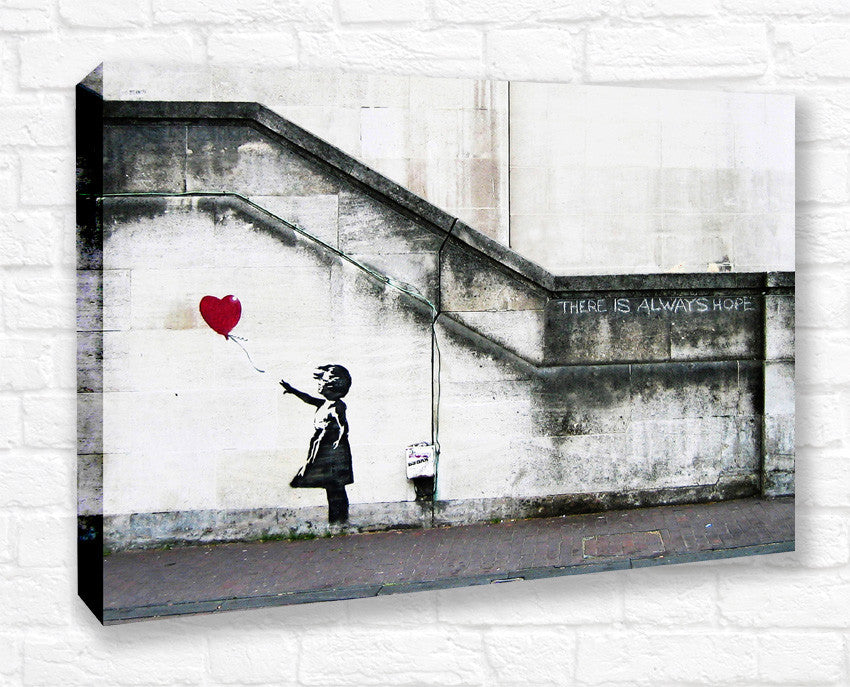 CANVAS WALL ART BANKSY BALLOON GIRL GRAFFITI 30MM DEEP FRAMED PRINT XL OPTIONS