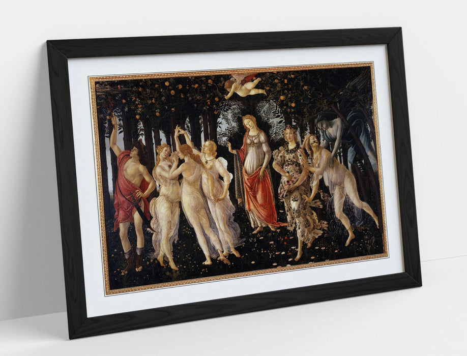 Framed Wall Art – Sandro Botticelli Primavera Print | Handmade UK Wood Grain Frame