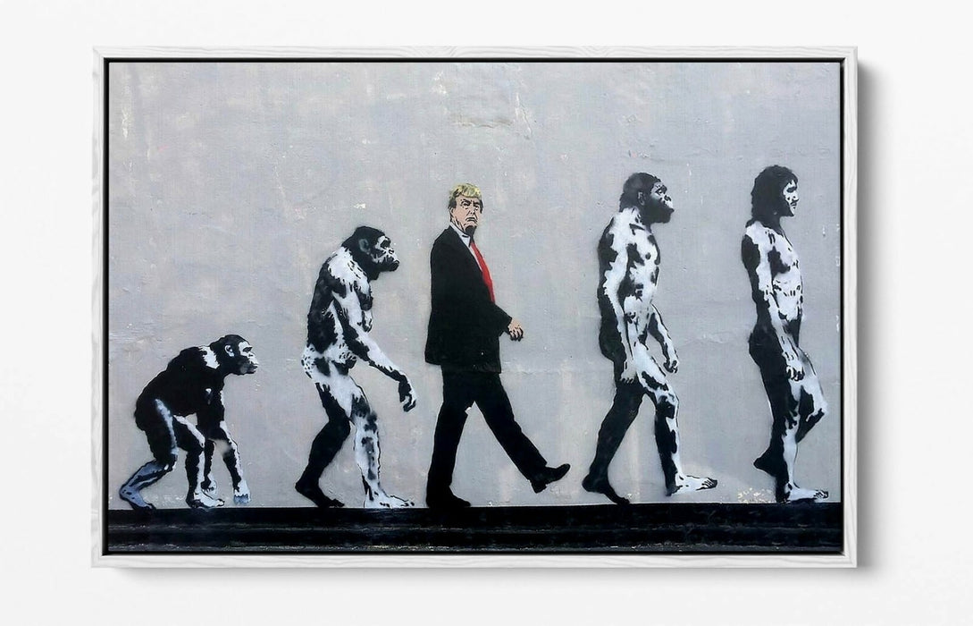 BANKSY DONALD TRUMP EVOLUTION FLOAT EFFECT CANVAS WALL ART PIC PRINT GRAFFITI