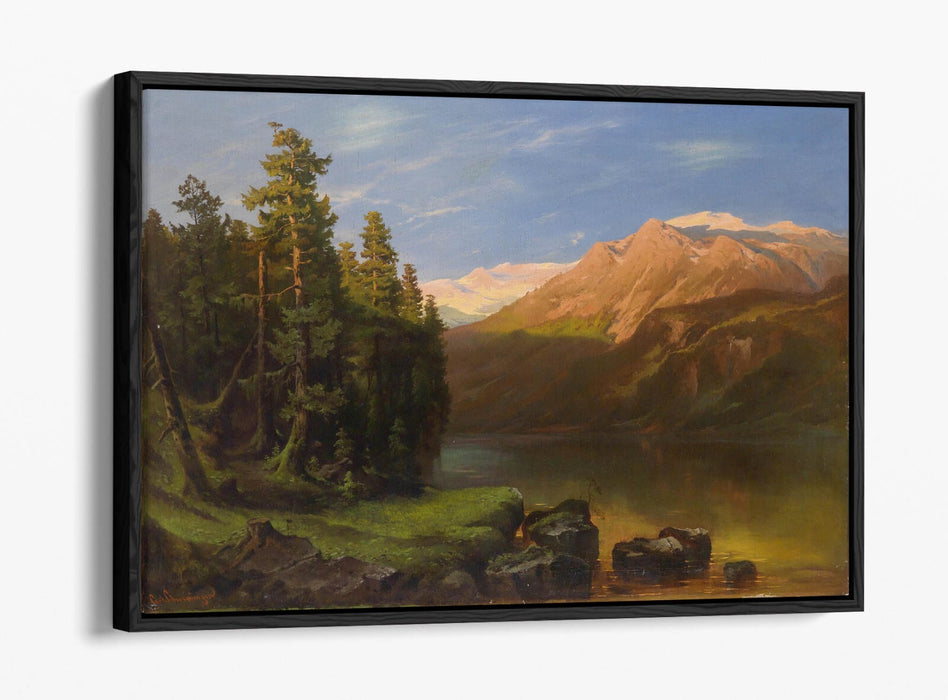 CARL SCHWENINGER, LANDSCAPE IN THE SUNSET -FLOAT EFFECT CANVAS WALL ART PRINT