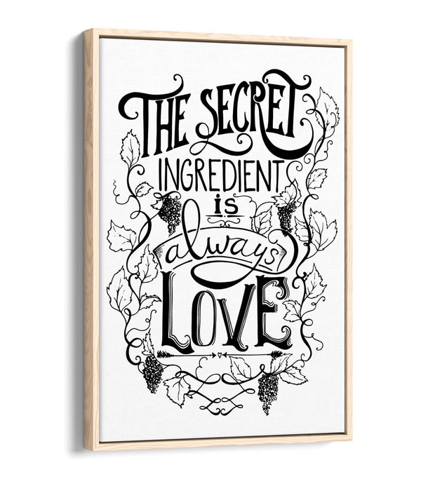 Canvas Wall Art – Love Quote Illustration | Float Effect, 30mm Deep Frame, Handmade UK
