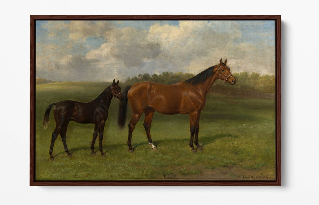 EMIL ADAM, PERDITA II WITH HER FOAL -FLOAT EFFECT CANVAS WALL ART PRINT
