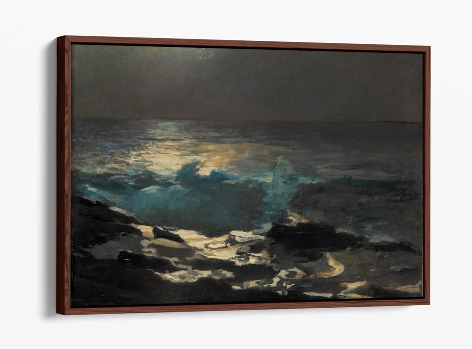 WINSLOW HOMER, MOONLIGHT WOOD ISLAND LIGHT -FLOAT EFFECT CANVAS WALL ART PRINT