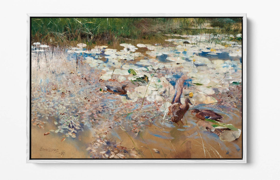 Canvas Wall Art - Bruno Liljefors Wild Ducks Painting | Float Effect Canvas Print