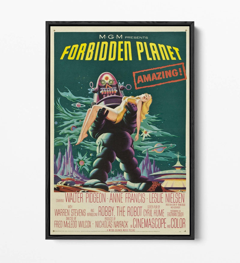 Forbidden Planet Poster - Vintage Sci Fi Wall Art | Float Effect Canvas Print