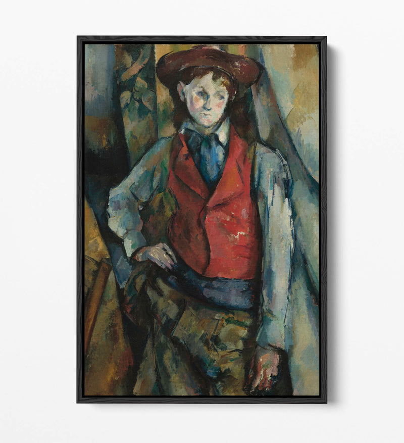 Canvas Wall Art Print - Paul Cézanne Boy In Red Vest | Float Effect, Handmade