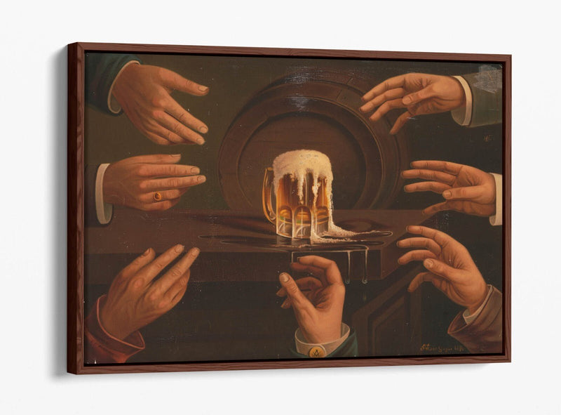 Canvas Wall Art - Men Reaching for Beer Mug | Handmade Float Effect Print