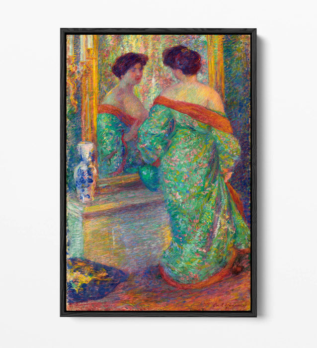 Float Effect Canvas Art - Lady Reflected In Mirror by Carl Newman | Premium Varnish Finish