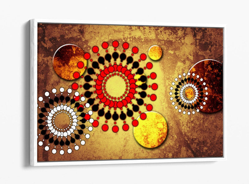 Canvas Wall Art - Red Sun Abstract Shapes | Float Effect Canvas Print, Ready to Hang